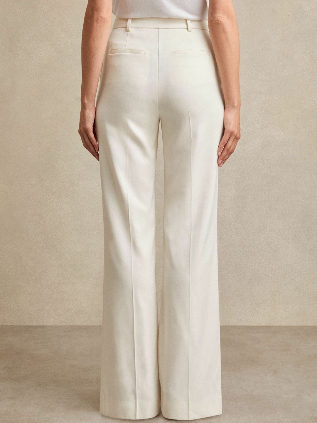 Wide Leg Tailored Trousers in Cream | Reiss Women Featured