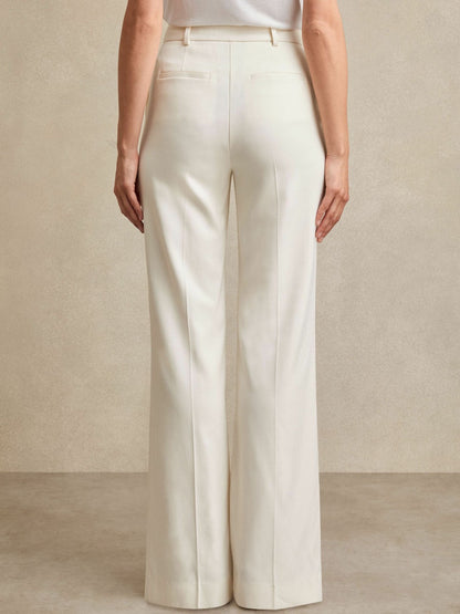 Wide Leg Tailored Trousers in Cream | Reiss Women Featured