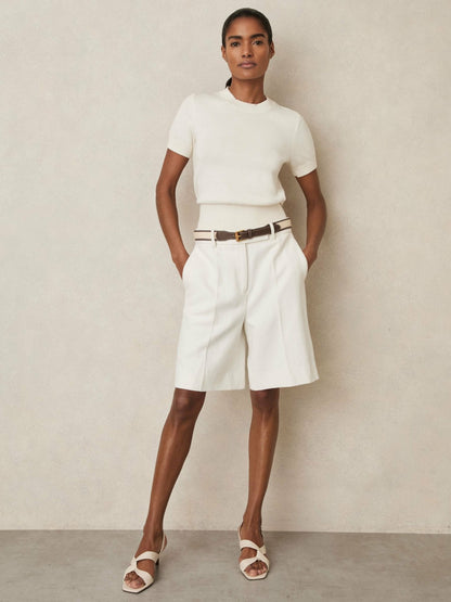 Cotton And Wool Crew-Neck Top in Ivory | Reiss Women Recommended