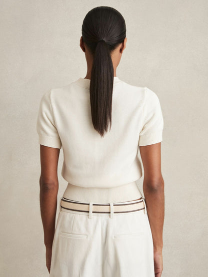 Cotton And Wool Crew-Neck Top in Ivory | Reiss Women Recommended