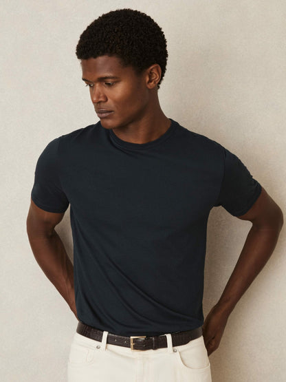 Cotton-Jersey Crew-Neck T-shirts 3 Pack in Navy | Reiss Men Popular