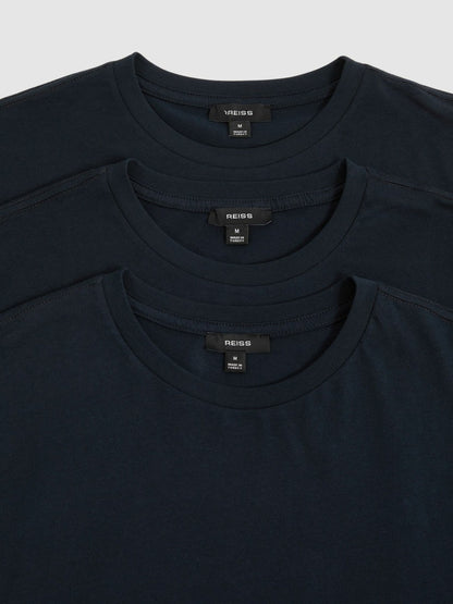 Cotton-Jersey Crew-Neck T-shirts 3 Pack in Navy | Reiss Men Popular