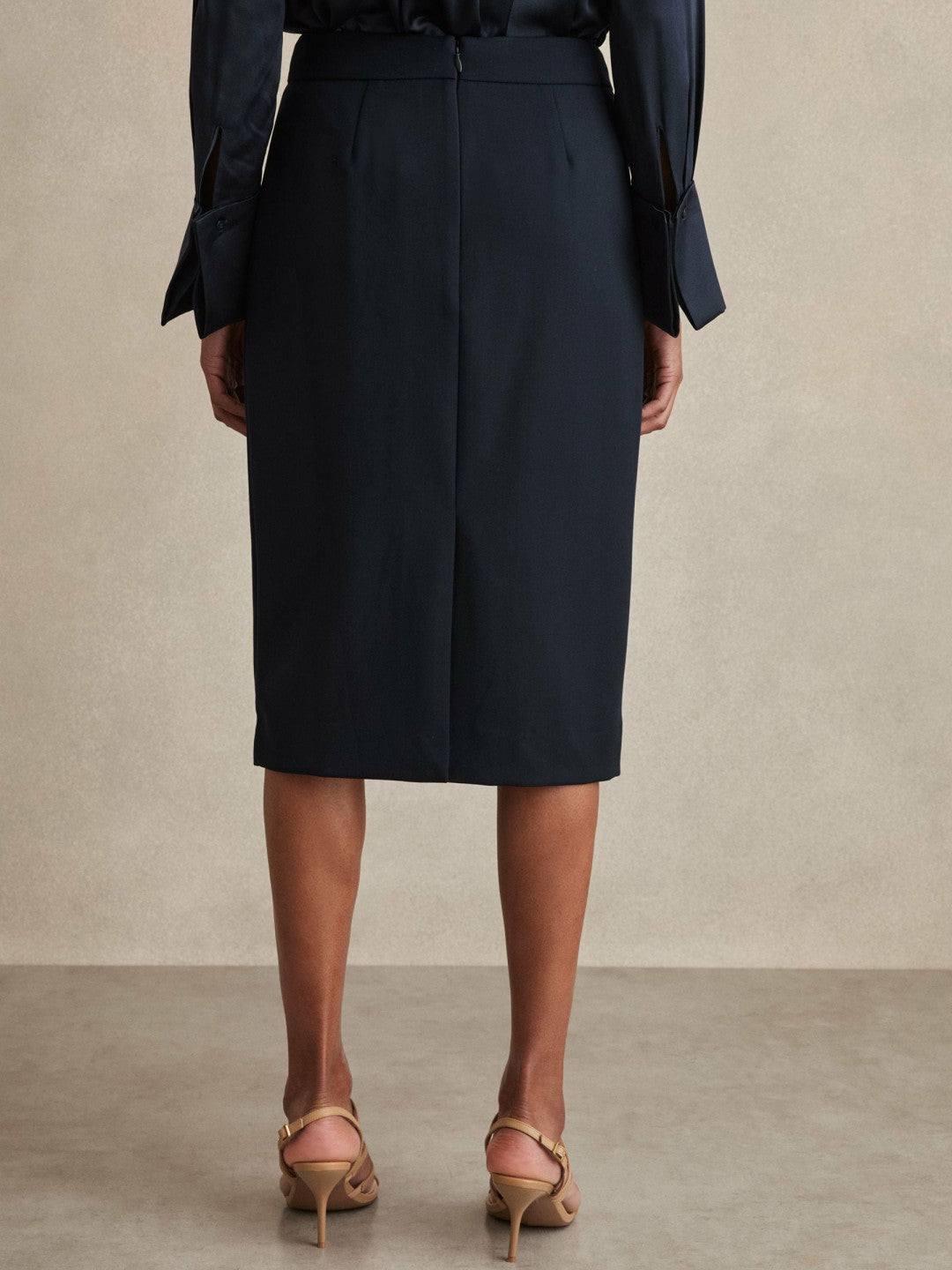 Tailored Midi Suit Skirt in Navy | Reiss Women Premium
