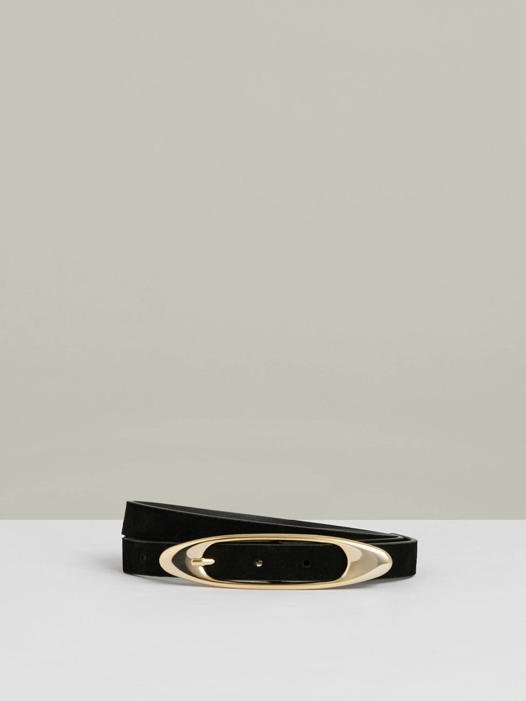 Leather Oval-Buckle Belt in Black | Reiss Women Popular