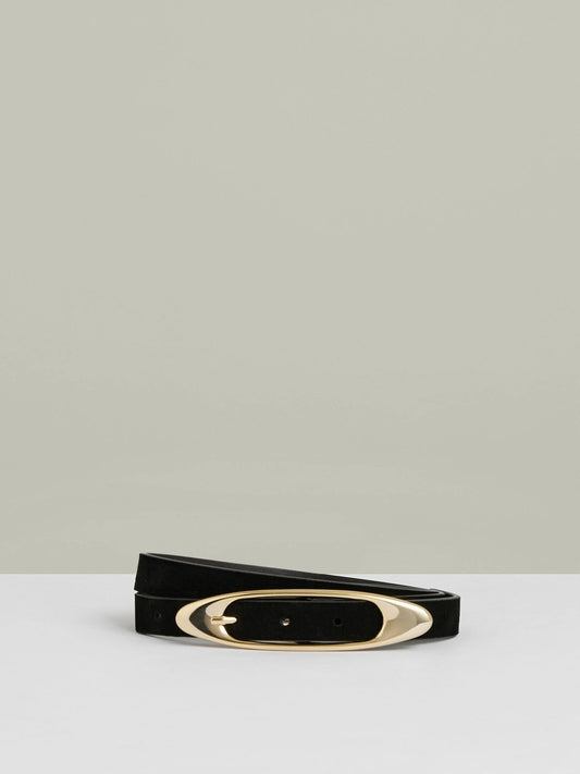 Leather Oval-Buckle Belt in Black | Reiss Women Popular