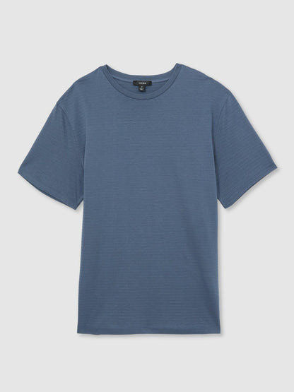 Mercerised-Cotton Ribbed T-Shirt in Airforce Blue | Reiss Men Trending
