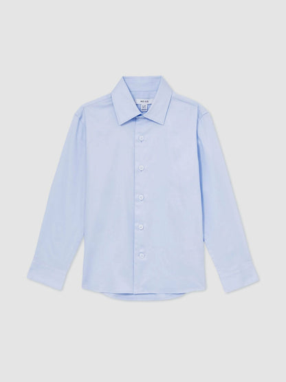 9-13 yrs Slim-Fit Cotton Shirt in Soft Blue | Reiss Children & Baby Recommended