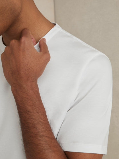 Mercerised-Cotton Crew-Neck T-Shirt in White | Reiss Men Trending