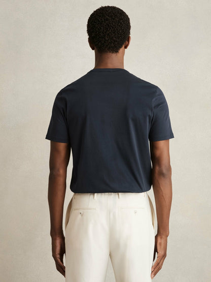 Mercerised-Cotton Crew-Neck T-Shirt in Navy | Reiss Men Featured