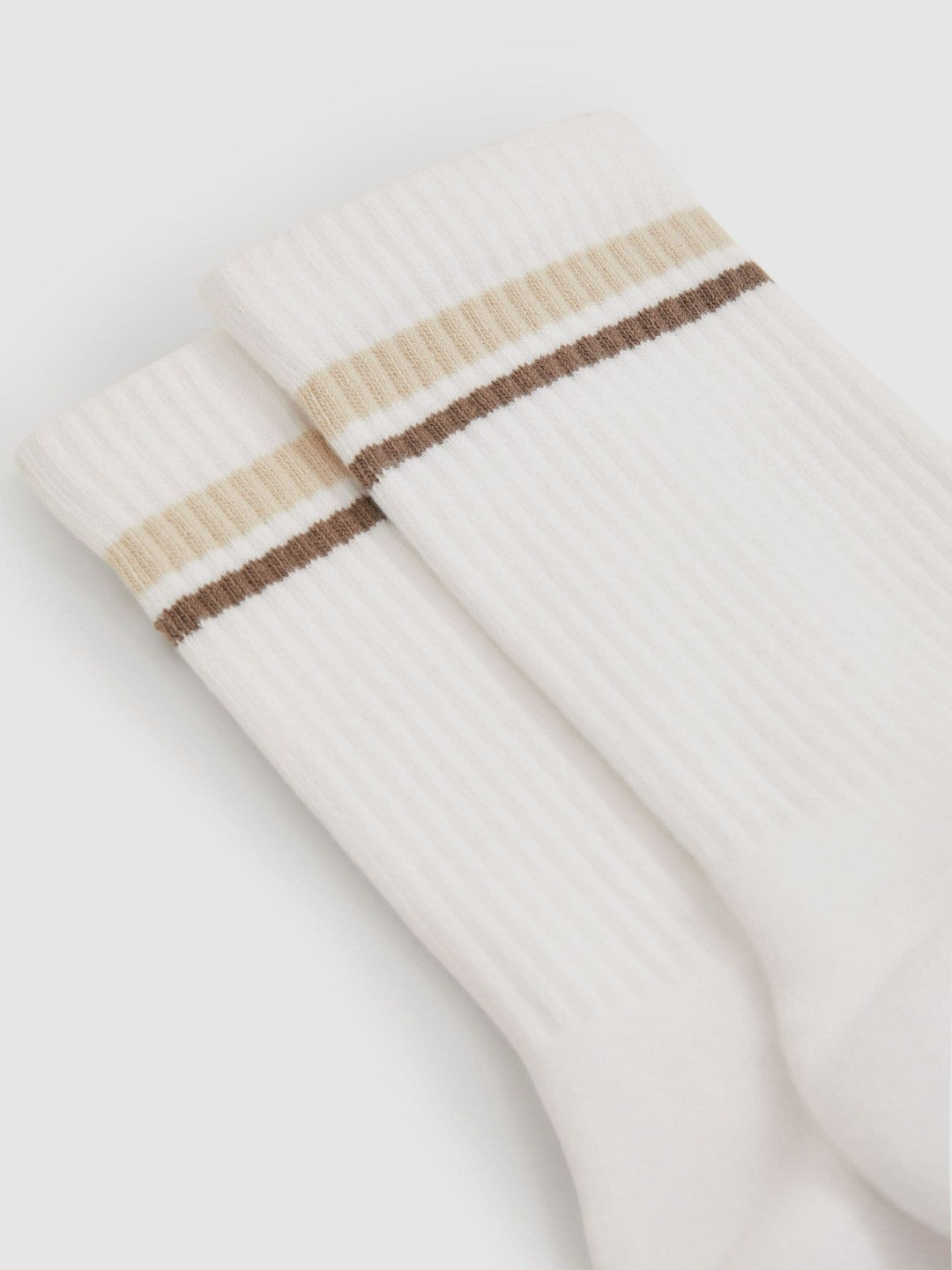 Cotton-Blend Striped Crew Socks in White | Reiss Women Exclusive