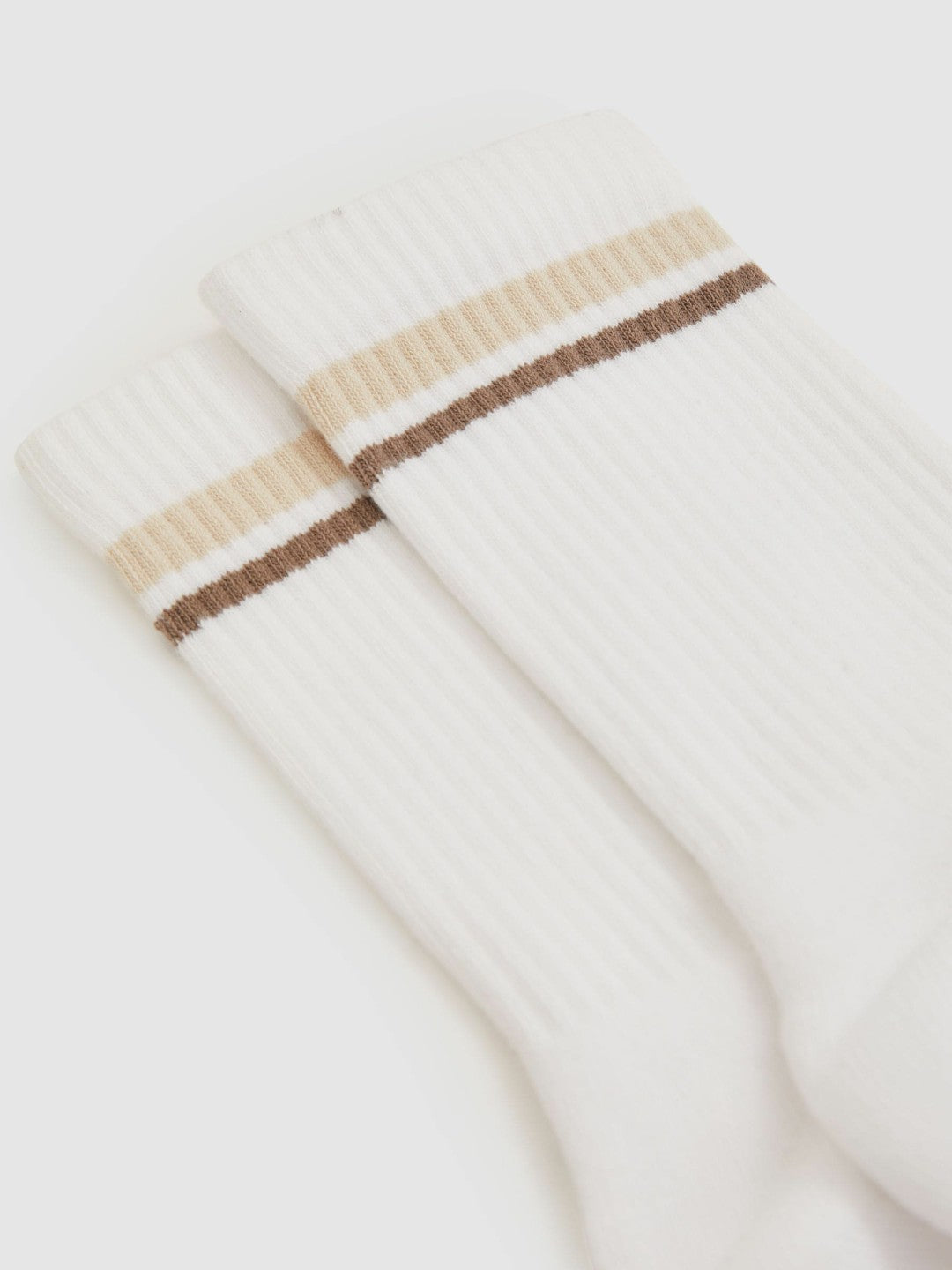 Cotton-Blend Striped Crew Socks in White | Reiss Women Exclusive
