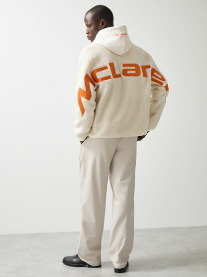 McLaren F1 Team Embroidered Fleece Jacket Unisex Fit in Off White | Reiss Men Trending