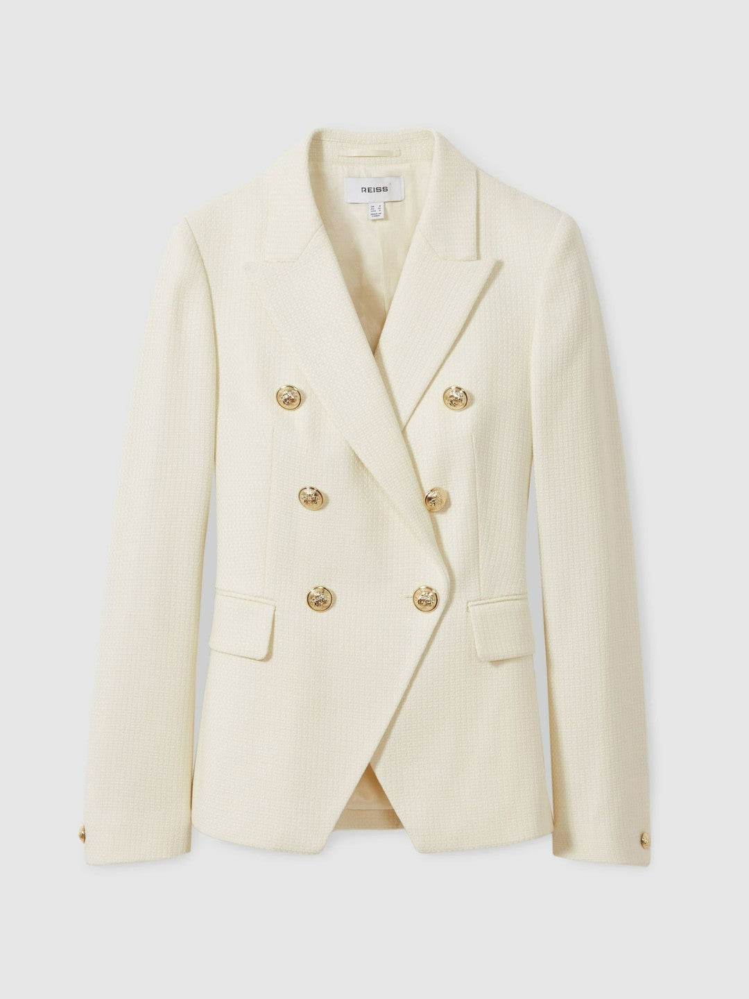 Tailored Fit Textured Double Breasted Blazer in White | Reiss Women Trending