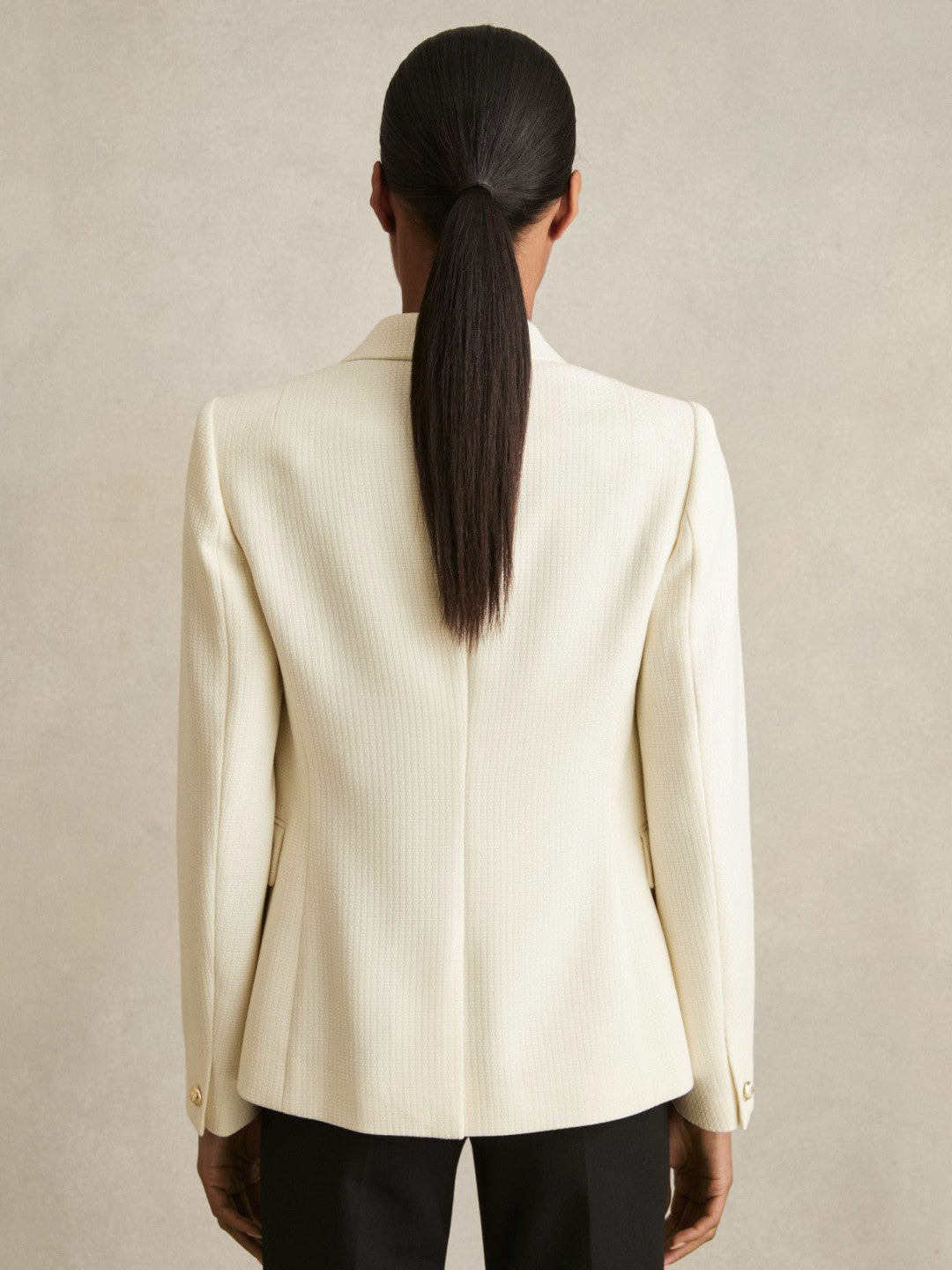 Tailored Fit Textured Double Breasted Blazer in White | Reiss Women Trending