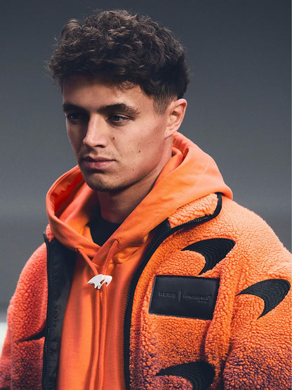 Unisex Fit McLaren F1 Team Ombré Fleece Jacket in Papaya Orange/Purple | Reiss Men New