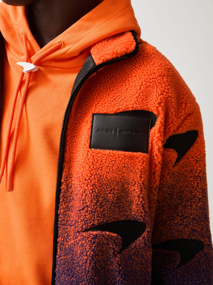 Unisex Fit McLaren F1 Team Ombré Fleece Jacket in Papaya Orange/Purple | Reiss Men New