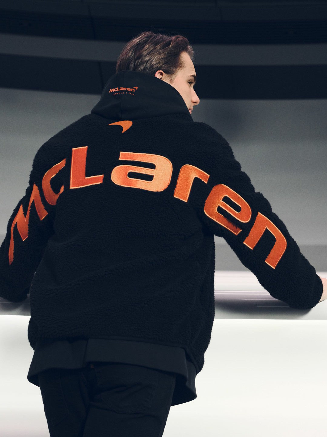 McLaren F1 Team Embroidered Fleece Jacket Unisex Fit in Black | Reiss Men Recommended