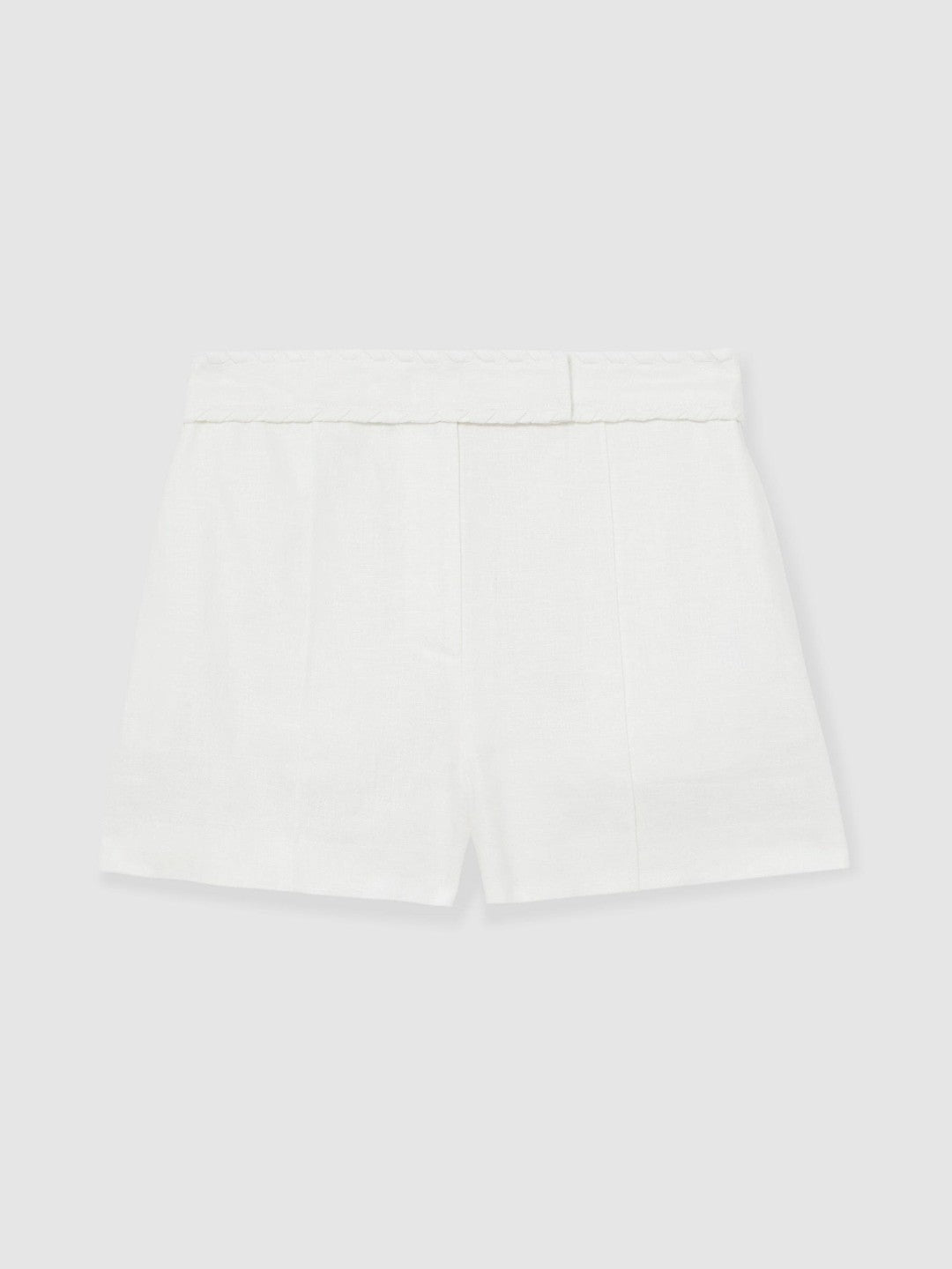 Linen Whipstitch Shorts in White | Reiss Women Exclusive