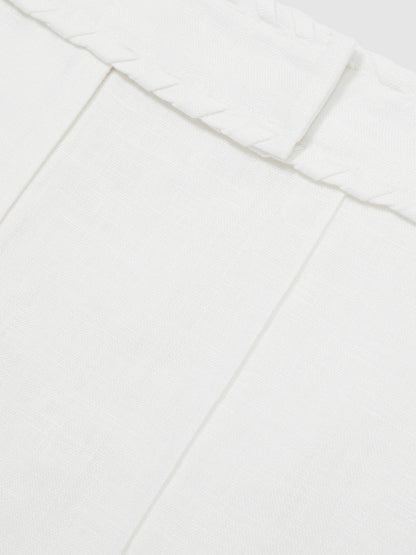 Linen Whipstitch Shorts in White | Reiss Women Exclusive