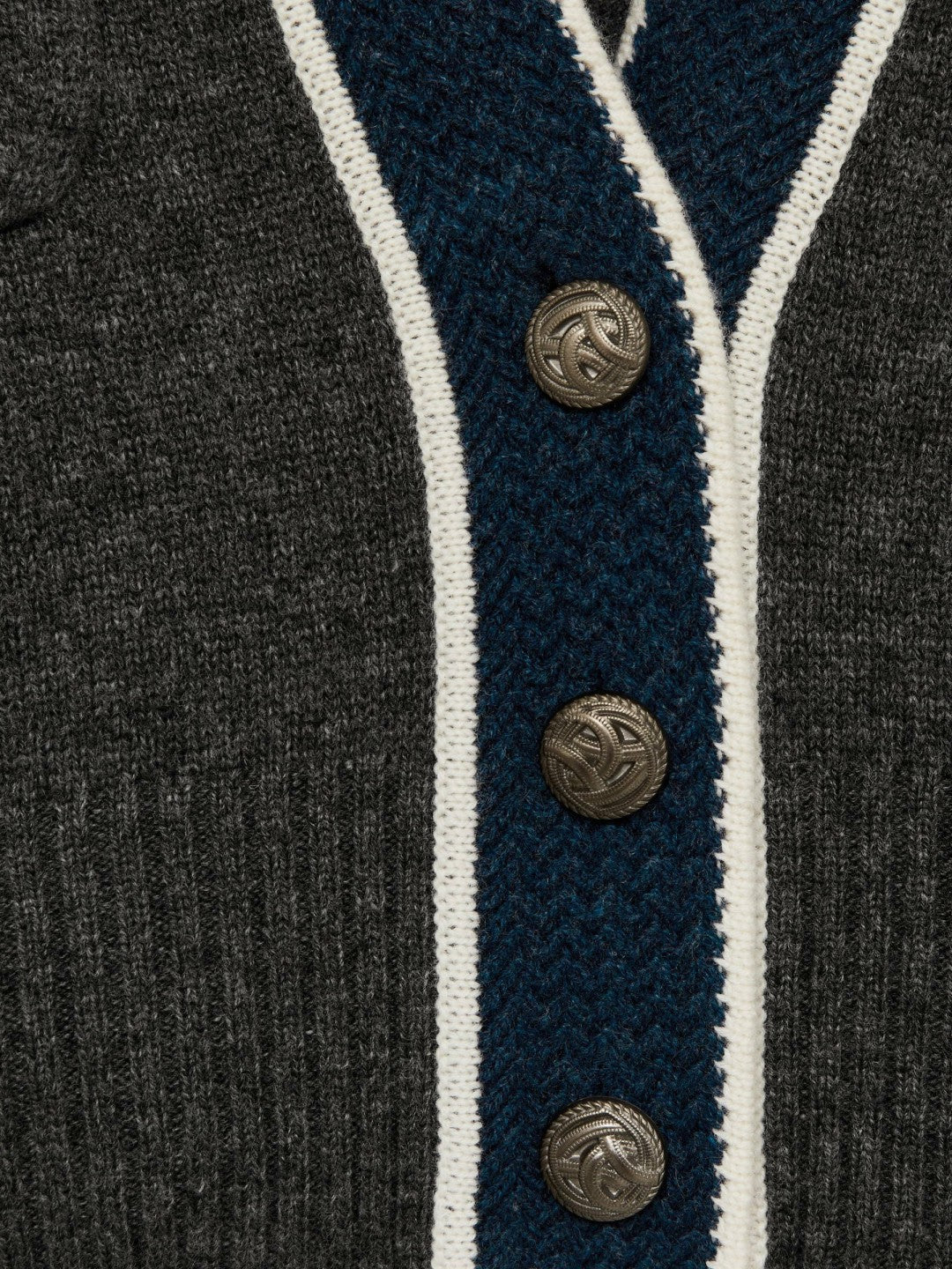 Wool-Cashmere Tipped V-Neck Cardigan in Charcoal | Reiss Women Exclusive