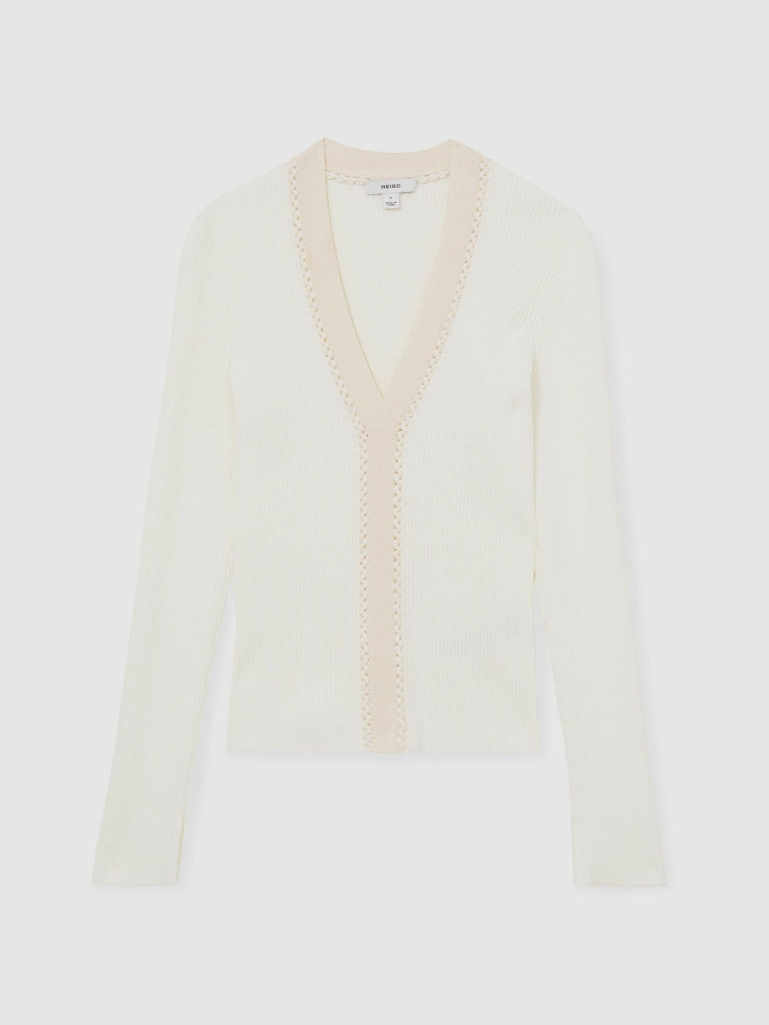 Craft-Stitch Rib-Knit Top in Ivory | Reiss Women Popular