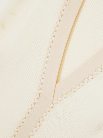 Craft-Stitch Rib-Knit Top in Ivory | Reiss Women Popular