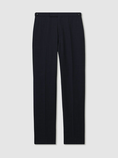 Slim-Fit Wool-Blend Textured Tailored Trousers in Navy | Reiss Men Trending
