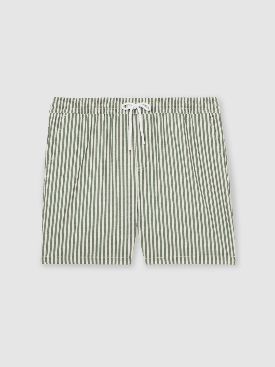 Seersucker Stripe Swim Shorts in Sage/White | Reiss Men New