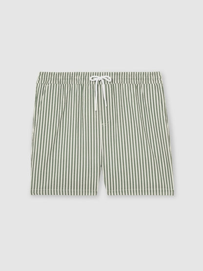 Seersucker Stripe Swim Shorts in Sage/White | Reiss Men New