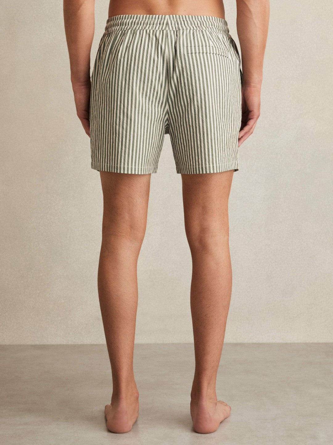 Seersucker Stripe Swim Shorts in Sage/White | Reiss Men New