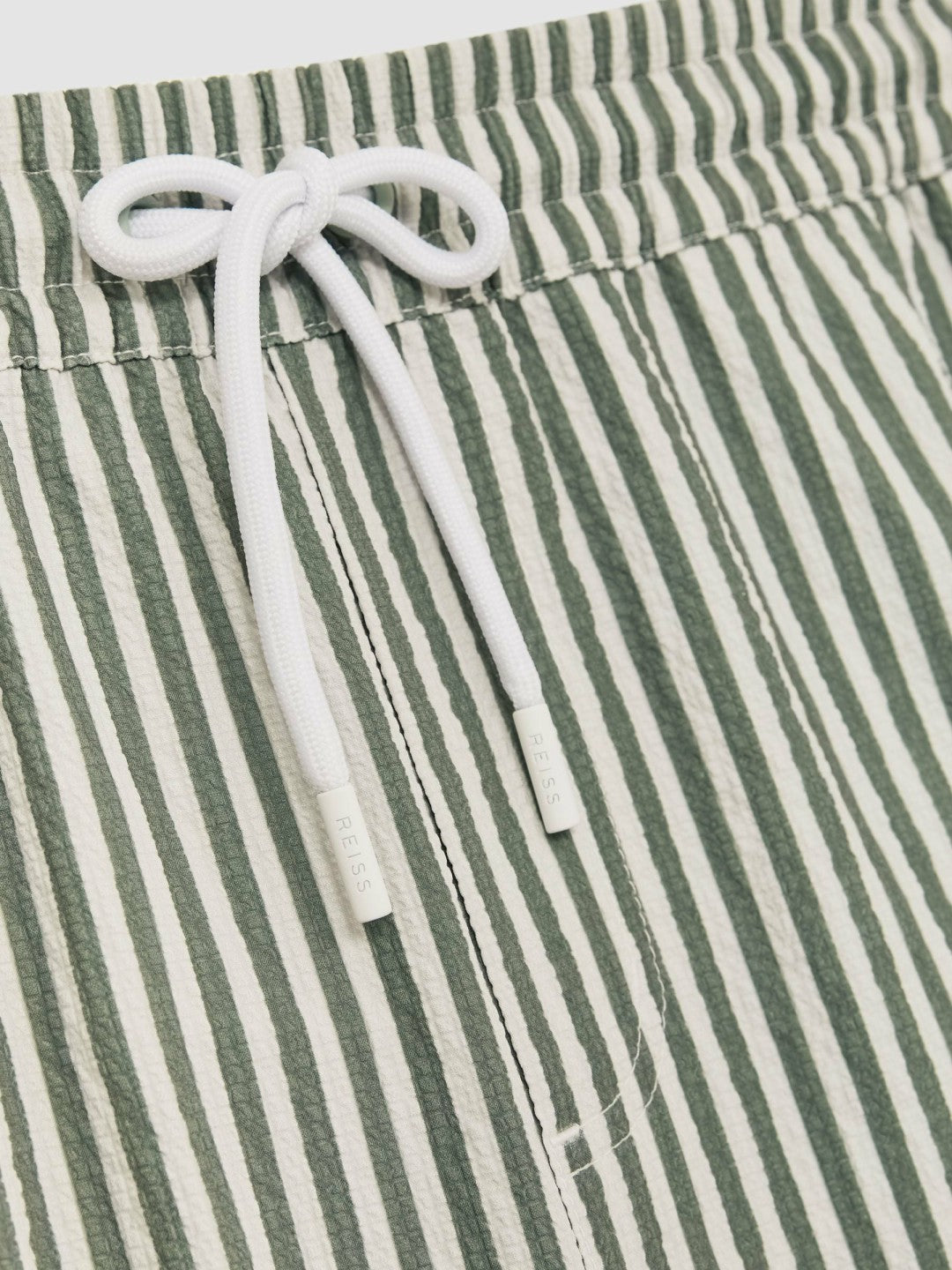 Seersucker Stripe Swim Shorts in Sage/White | Reiss Men New
