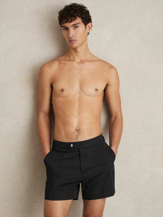 Side-Adjuster Swim Shorts in Black | Reiss Men Signature