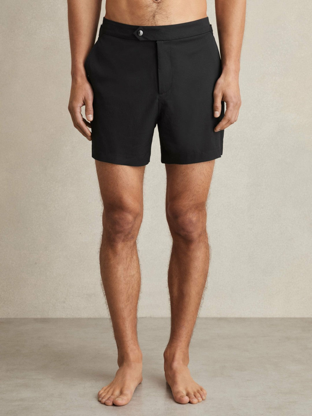 Side-Adjuster Swim Shorts in Black | Reiss Men Signature