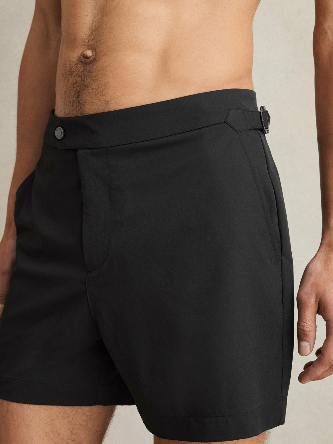 Side-Adjuster Swim Shorts in Black | Reiss Men Signature