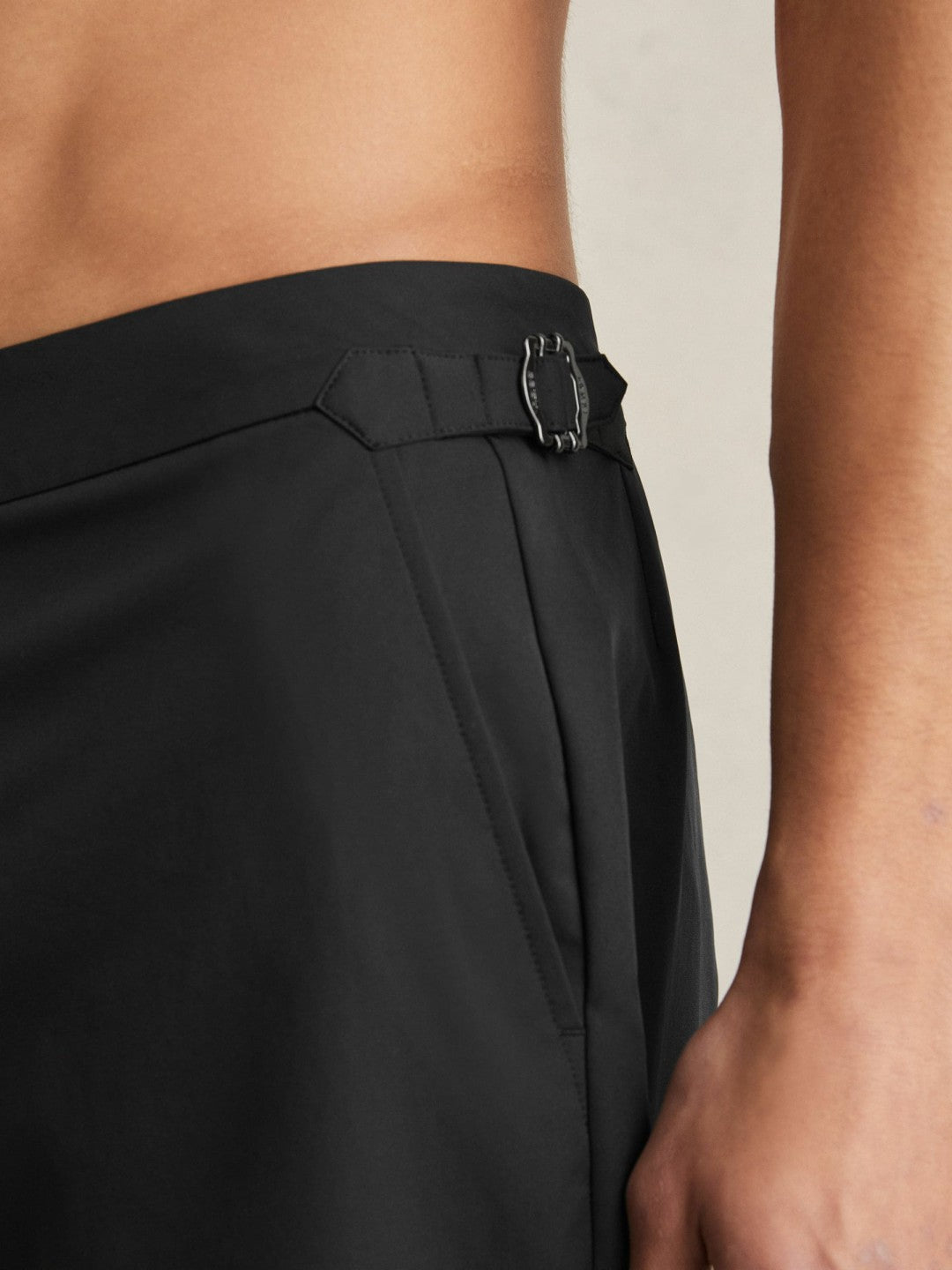 Side-Adjuster Swim Shorts in Black | Reiss Men Signature
