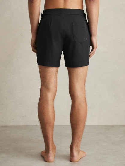 Side-Adjuster Swim Shorts in Black | Reiss Men Signature