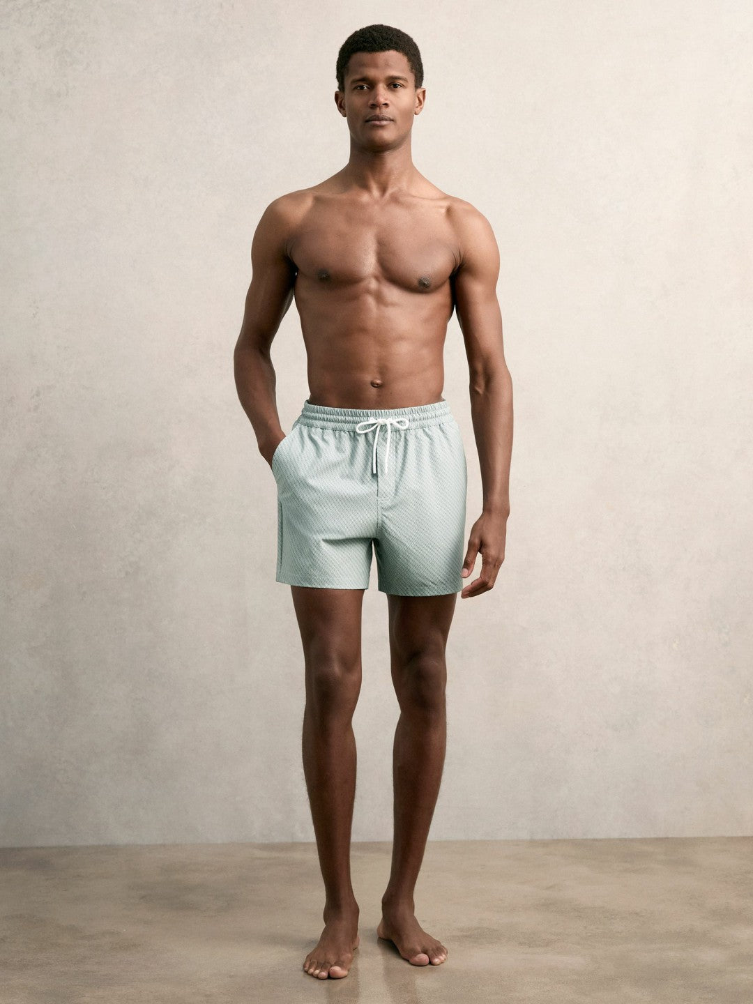 Drawstring Geometric Print Swim Shorts in Pistachio Green | Reiss Men Trending