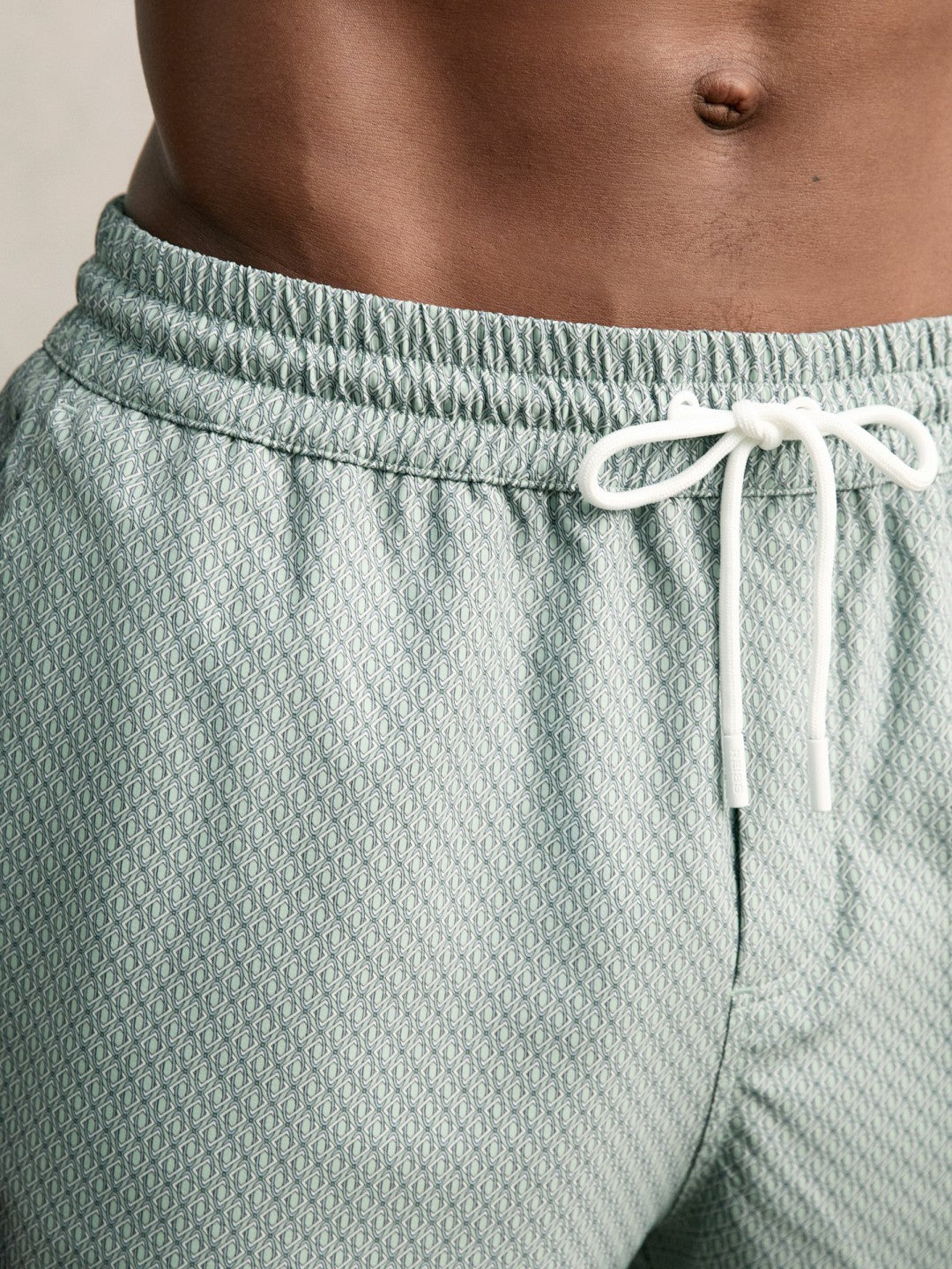 Drawstring Geometric Print Swim Shorts in Pistachio Green | Reiss Men Trending