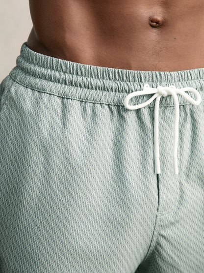 Drawstring Geometric Print Swim Shorts in Pistachio Green | Reiss Men Trending