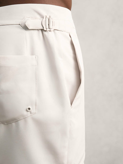 Side-Adjuster Swim Shorts in Off White | Reiss Men New
