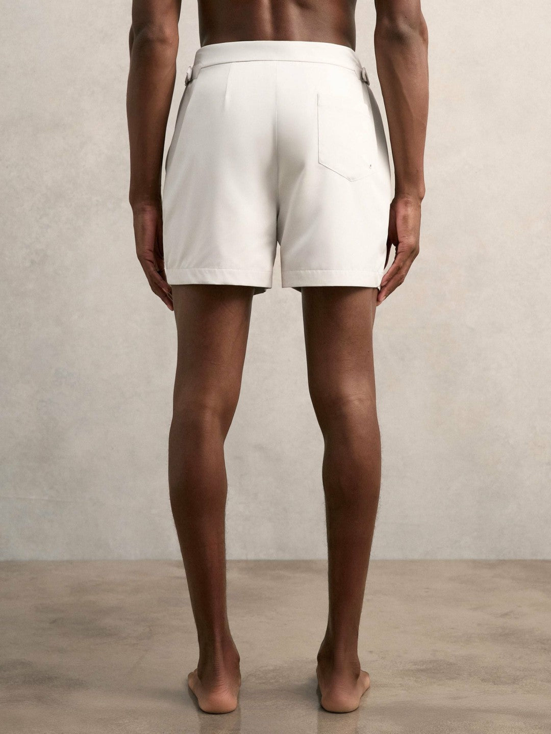 Side-Adjuster Swim Shorts in Off White | Reiss Men New
