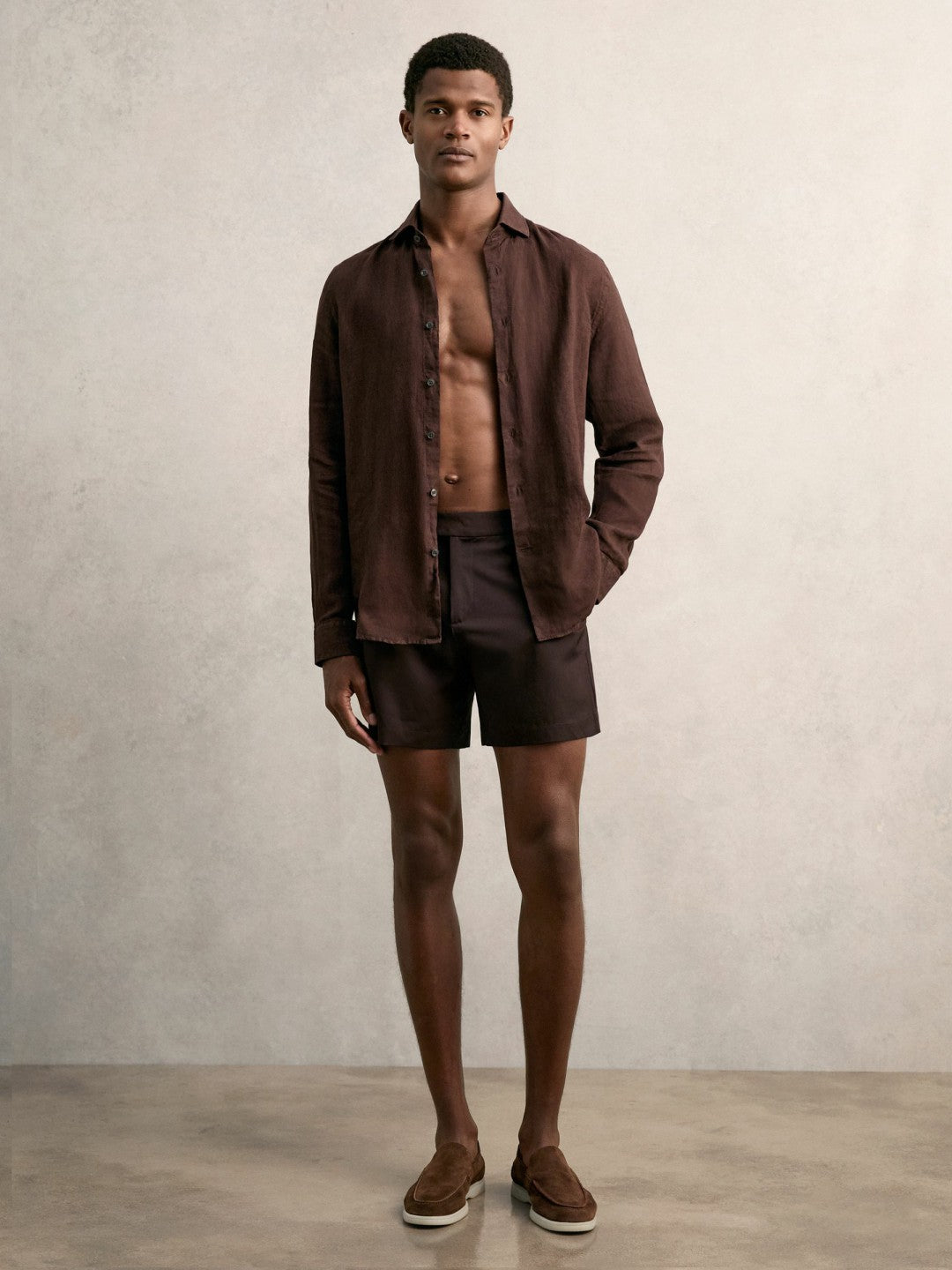Side-Adjuster Swim Shorts in Chocolate Brown | Reiss Men Best Seller