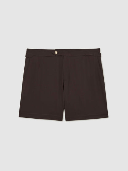 Side-Adjuster Swim Shorts in Chocolate Brown | Reiss Men Best Seller