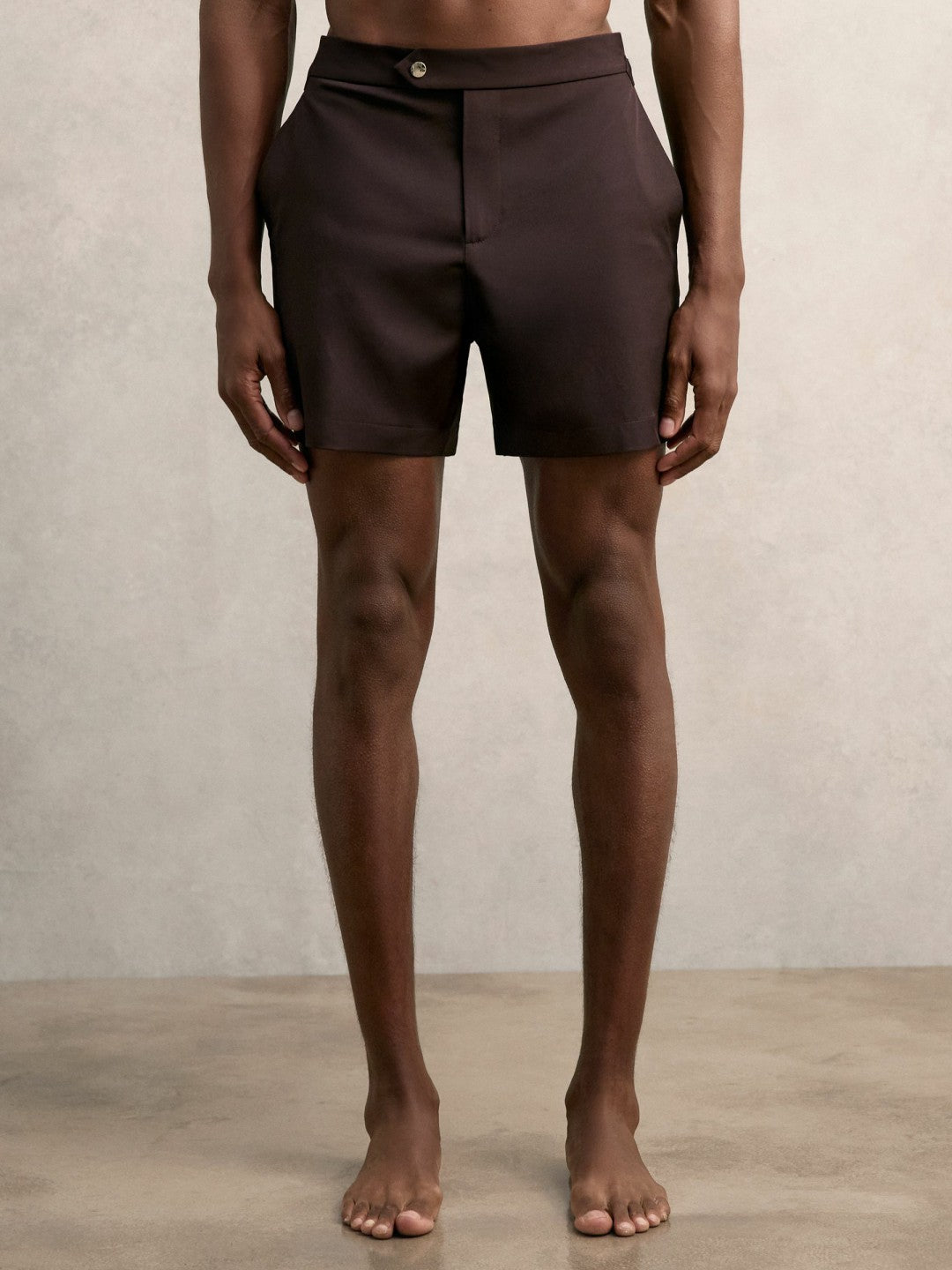 Side-Adjuster Swim Shorts in Chocolate Brown | Reiss Men Best Seller