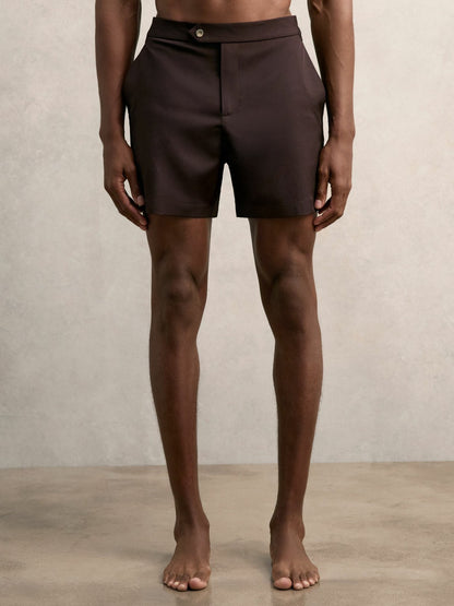 Side-Adjuster Swim Shorts in Chocolate Brown | Reiss Men Best Seller