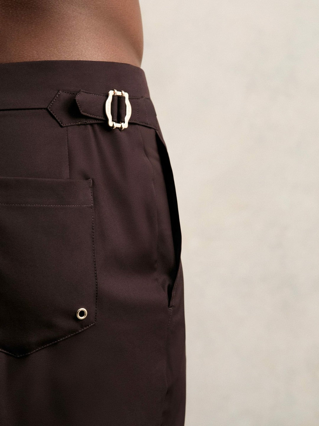 Side-Adjuster Swim Shorts in Chocolate Brown | Reiss Men Best Seller