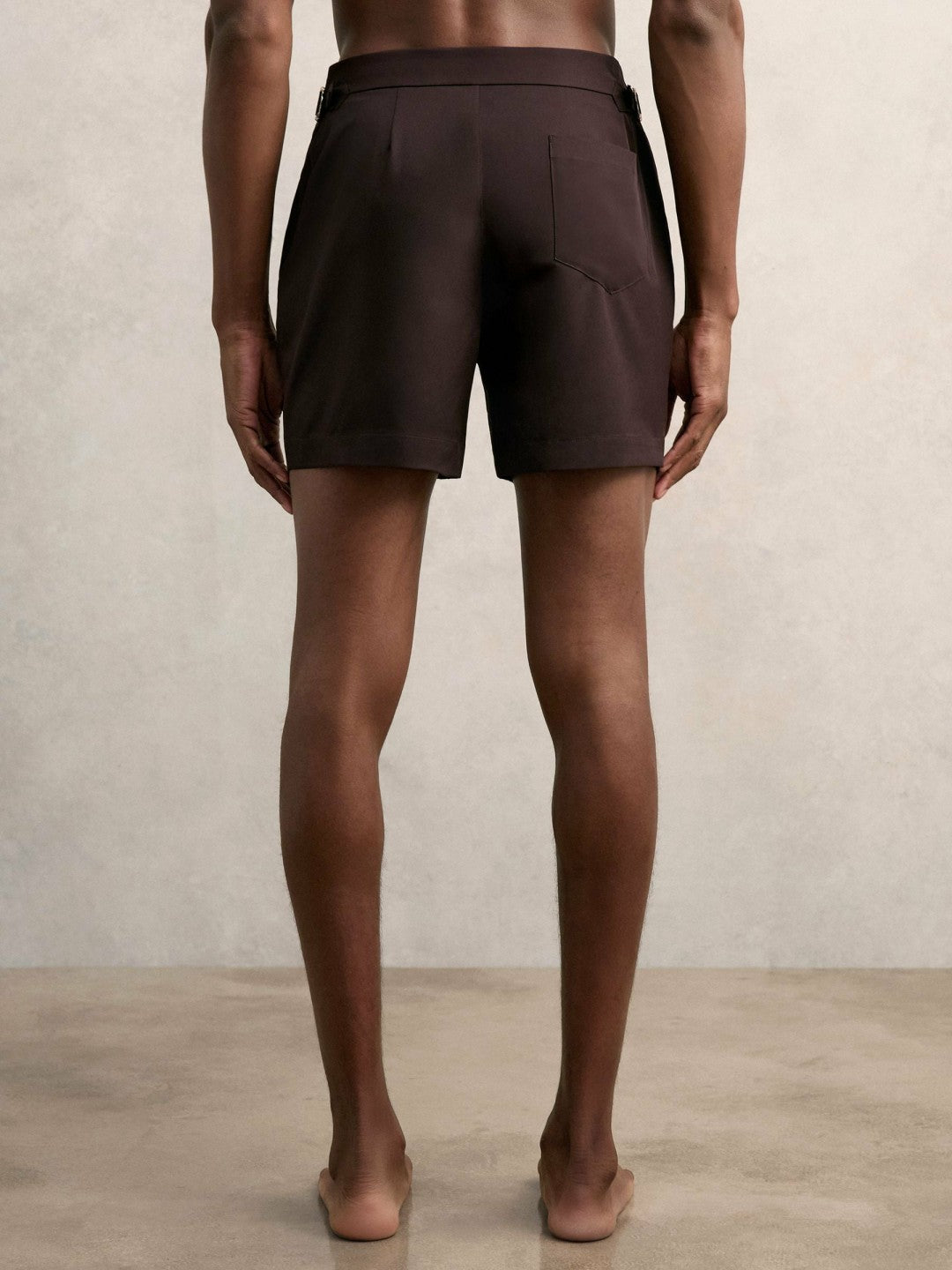 Side-Adjuster Swim Shorts in Chocolate Brown | Reiss Men Best Seller