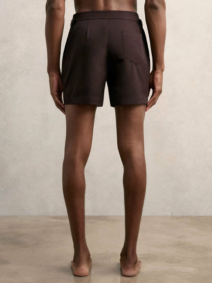Side-Adjuster Swim Shorts in Chocolate Brown | Reiss Men Best Seller
