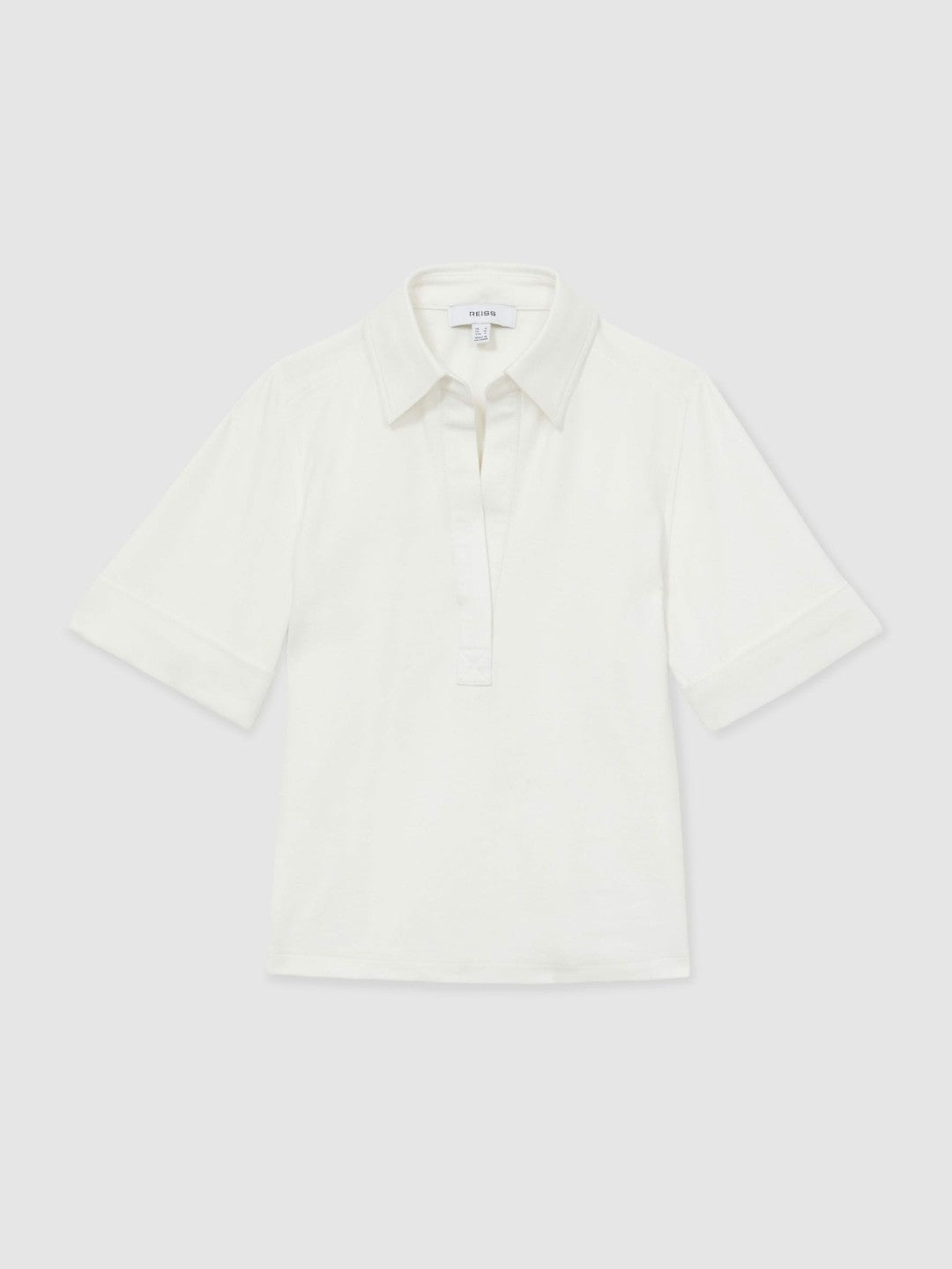 Open-Collar Polo Shirt in Cream | Reiss Women Featured