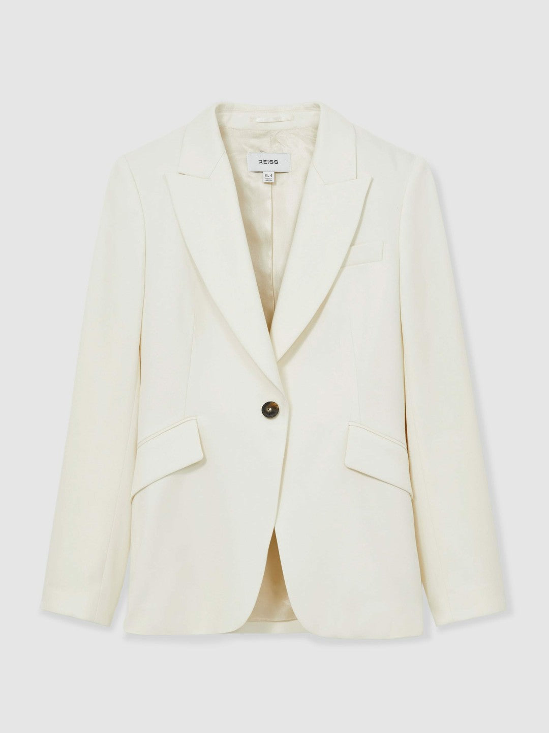 Petite Single-Breasted Peak-Lapel Tailored Blazer in Cream | Reiss Women Recommended